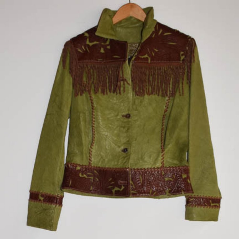Old Gringo Tooled Leather Fringe Jacket S